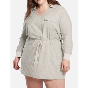 Athleta Zuma‎ Printed Shirt Dress / Tunic - Viper Grey #657905 Plus Size - 1X